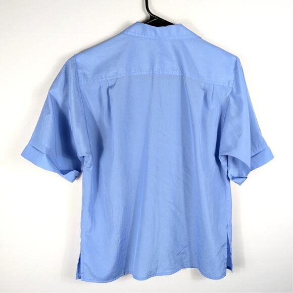 Laura & Jayne Womens 6 Blue Short Sleeve Button Front Blouse Vintage 90s Top - Picture 3 of 3